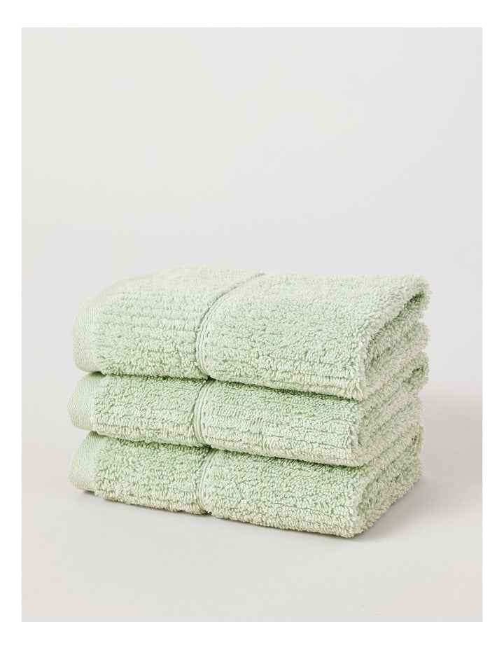 Combed Cotton Rib 3pk Face Washer in Sage