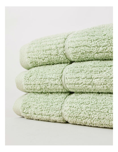 Combed Cotton Rib 3pk Face Washer in Sage