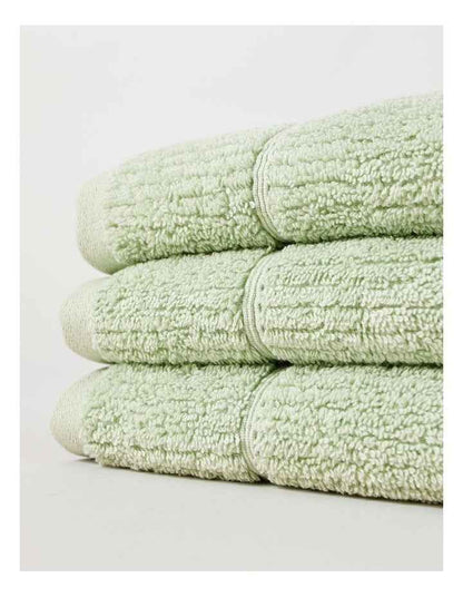 Combed Cotton Rib 3pk Face Washer in Sage