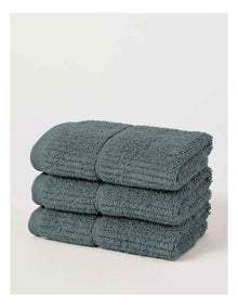 Combed Cotton Rib 3pk Face Washer in Seapine