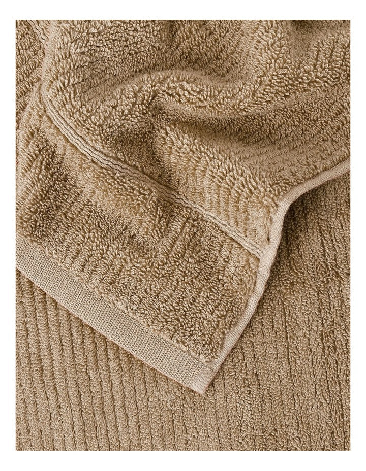 Combed Cotton Rib 3pk Face Washer in Straw