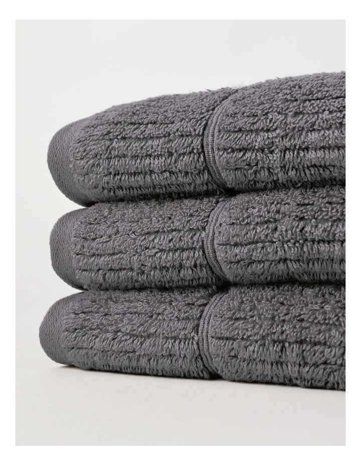 Combed Cotton Rib 3pk Face Washer in Washed Black