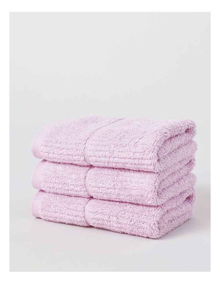 Combed Cotton Rib 3pk Face Washer in Purple Heather