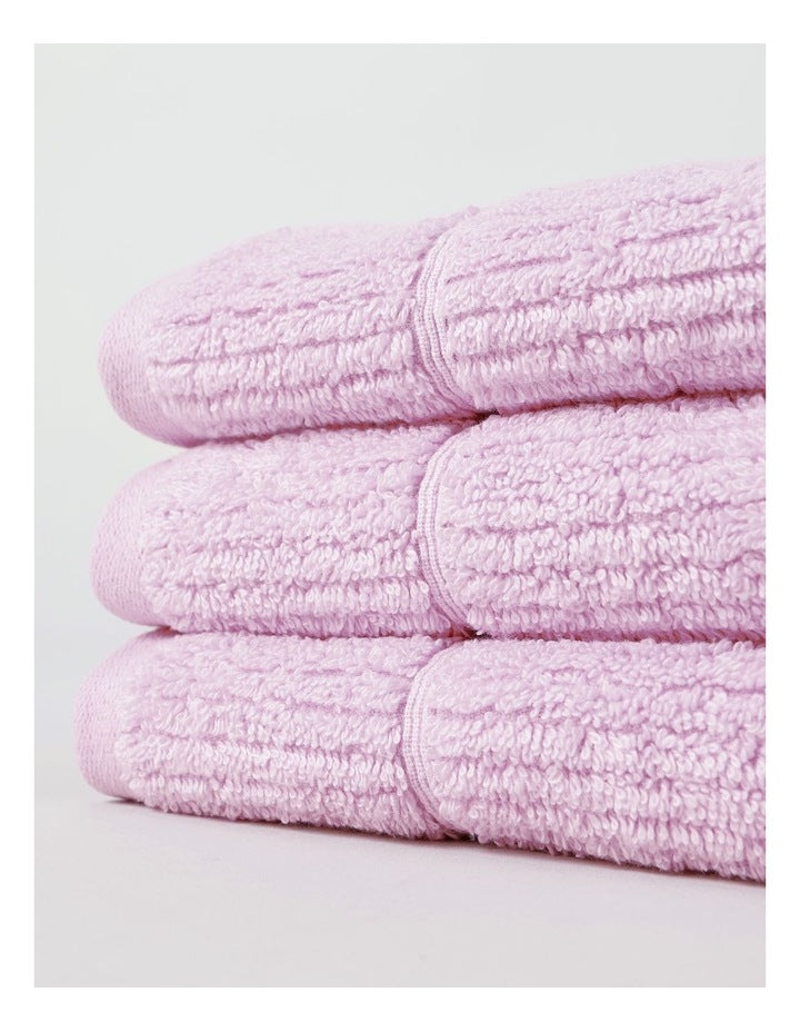 Combed Cotton Rib 3pk Face Washer in Purple Heather