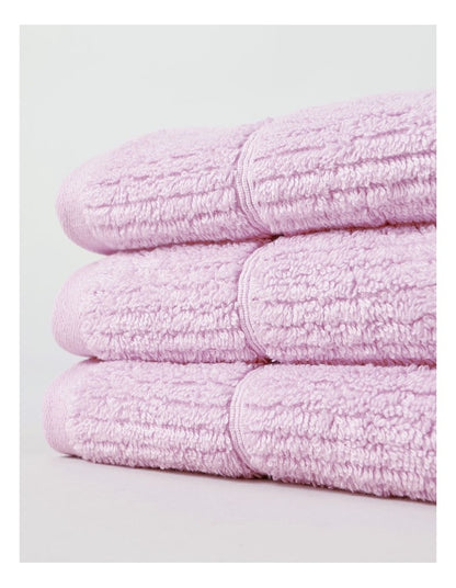Combed Cotton Rib 3pk Face Washer in Purple Heather