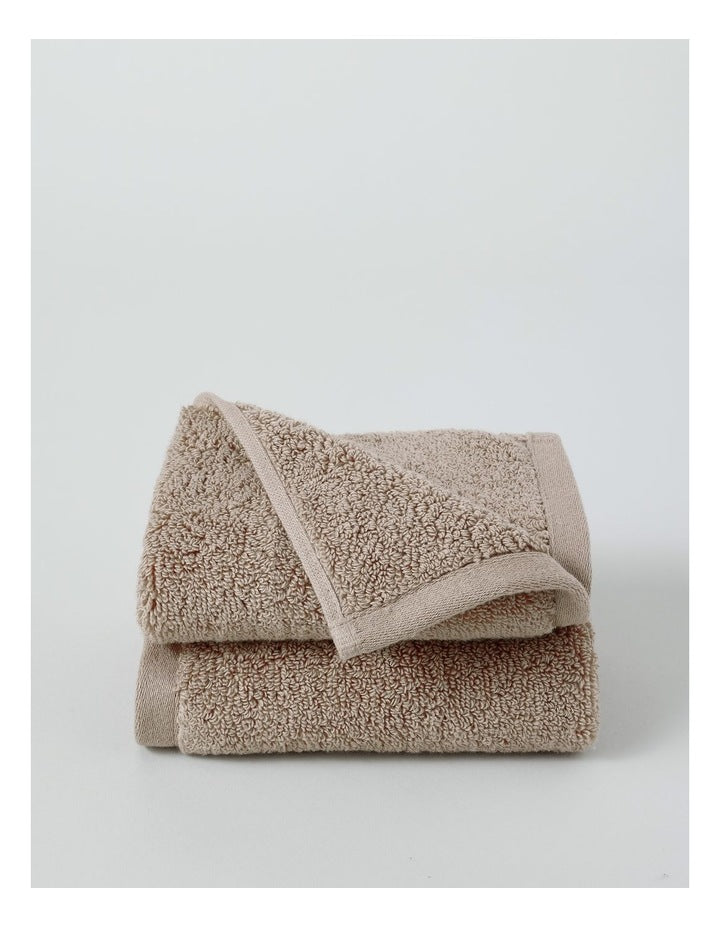 Australian Cotton Face Washer 2 Pack in Stone