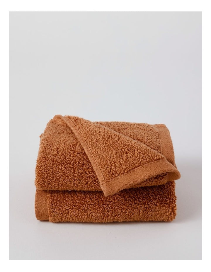 Australian Cotton 2pk Face Washer in Clay