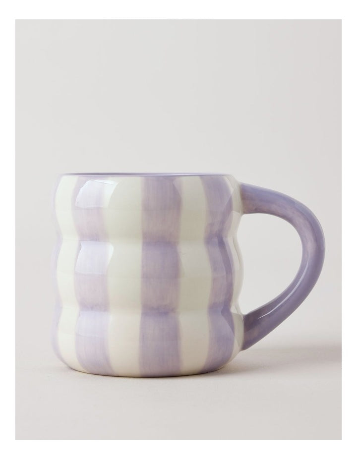 Bubble Mug in Hand Painted Lilac Stripe