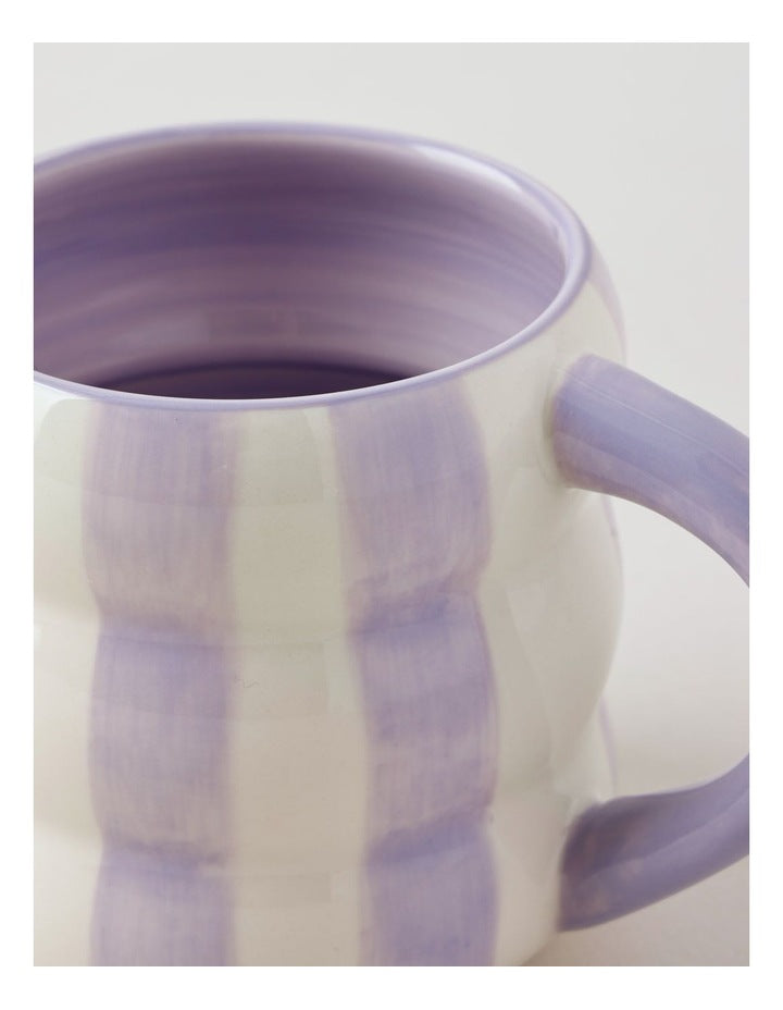 Bubble Mug in Hand Painted Lilac Stripe