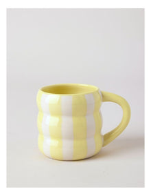 Bubble Mug in Hand Painted Lemon Stripe