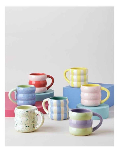 Bubble Mug in Hand Painted Lemon Stripe