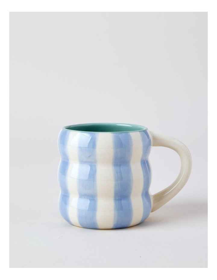 Bubble Mug in Hand Painted Blue Stripe