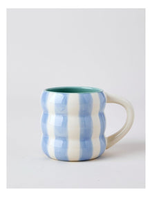Bubble Mug in Hand Painted Blue Stripe