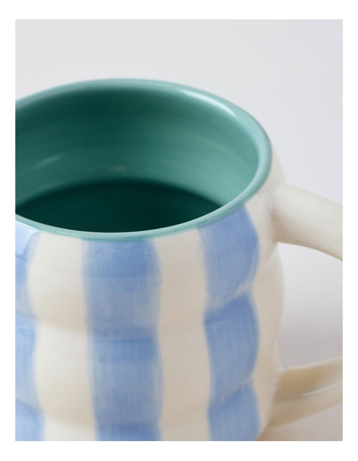 Bubble Mug in Hand Painted Blue Stripe