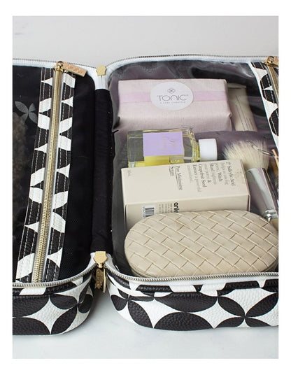 Hanging Cosmetic Bag in Black /White