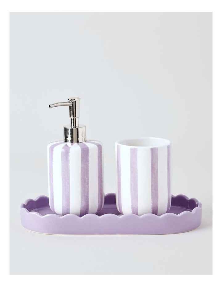 Sabrina Stripe Bathroom Accessory 3 pk in Purple