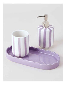 Sabrina Stripe Bathroom Accessory 3 pk in Purple