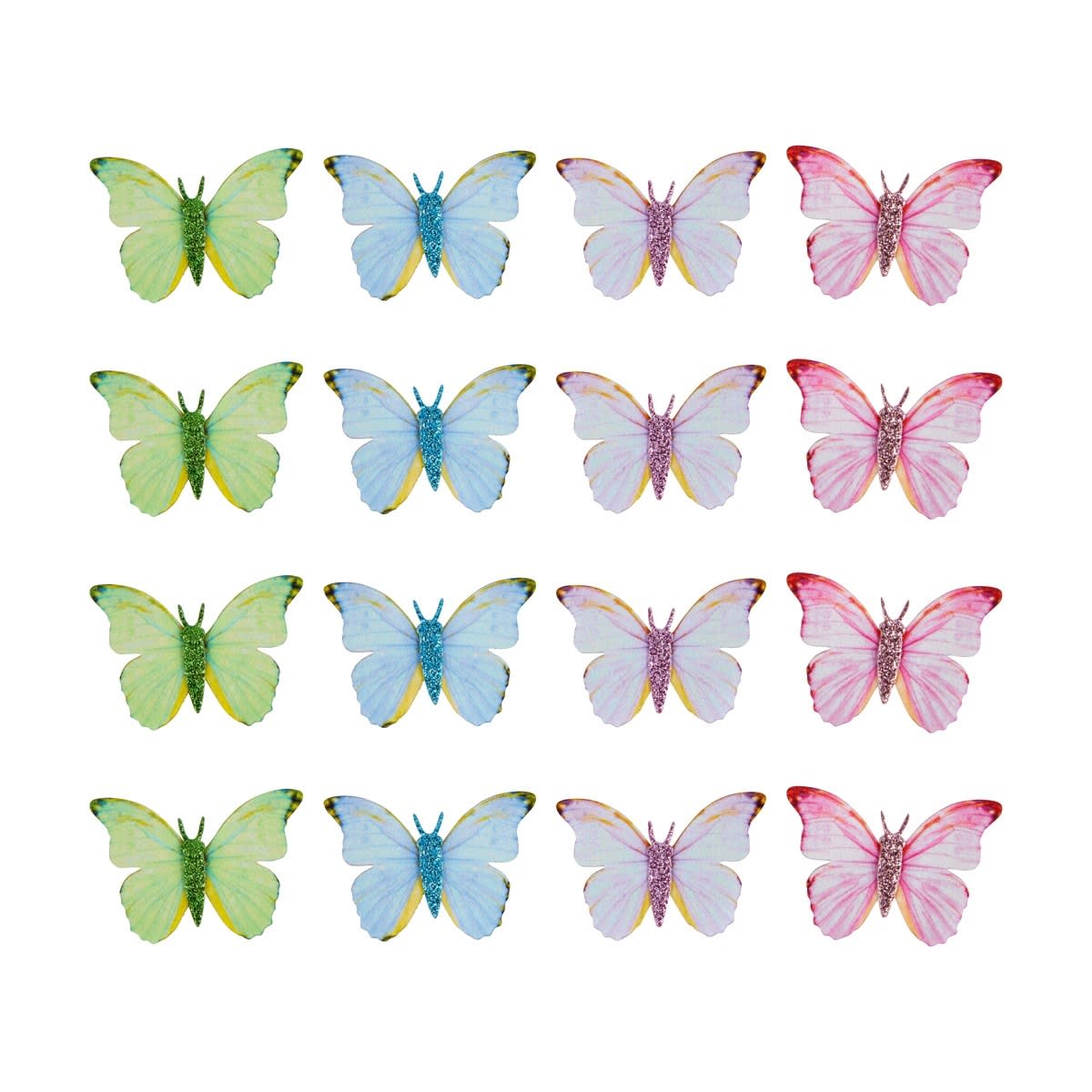 16 Piece Fabric Butterflies