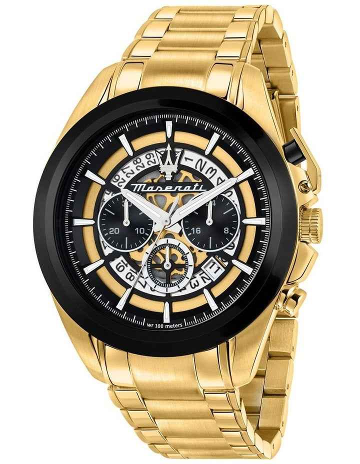 Traguardo 45mm Chronograph Watch in Black/Yellow/Gold