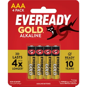 Eveready Gold AAA Alkaline Batteries 4 pack
