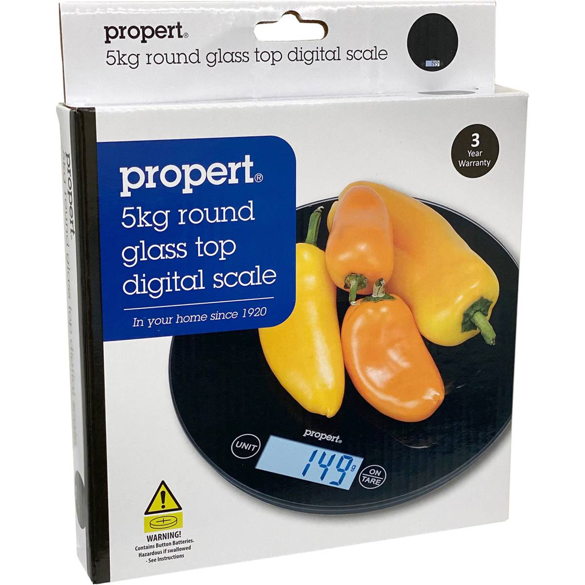 Propert 5kg Round Glass Top Digital Scale Each
