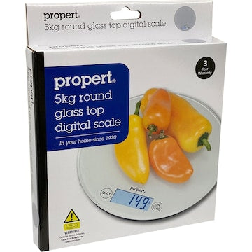 Propert 5kg Round Glass Top Digital Scale Assorted each
