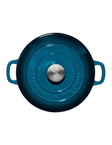 Cast Iron Round Casserole 24cm/3.3L in Midnight Blue