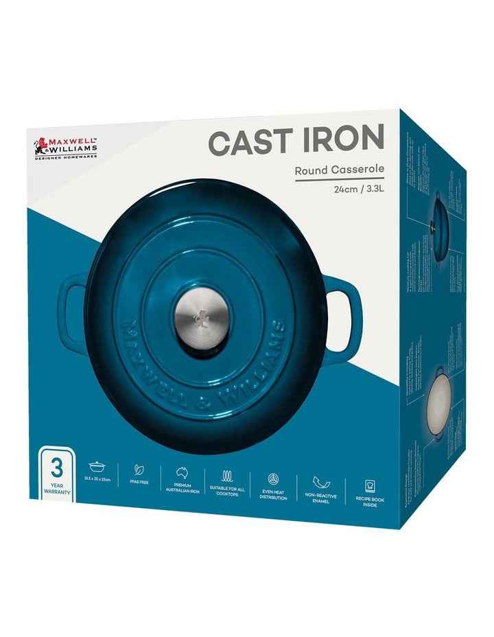 Cast Iron Round Casserole 24cm/3.3L in Midnight Blue