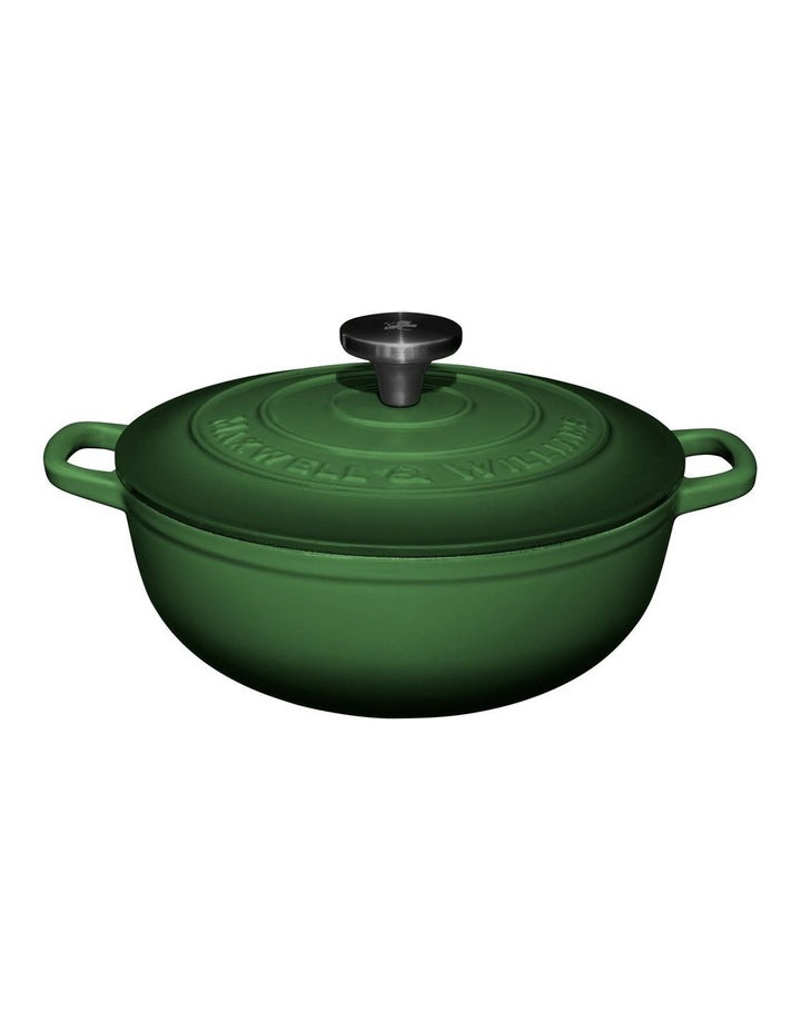 Cast Iron Round Casserole Gift Boxed 24cm/3.3L in English Racing Green