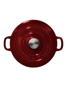 Cast Iron Round Casserole 24cm/3.3L Gift Boxed in Merlot