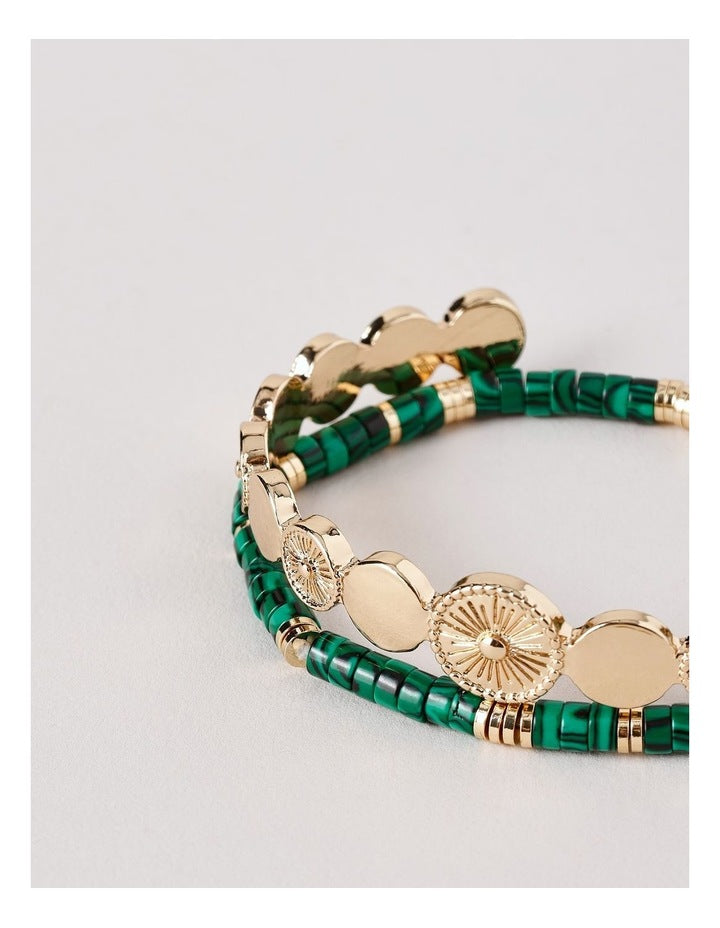 Solar Cuff and Stretch 2Pk Set in Gold/Green