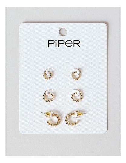 Diamante Hoop 3Pk Set in Gold