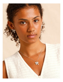 Bow Earring & Pendant Gift Set in Silver