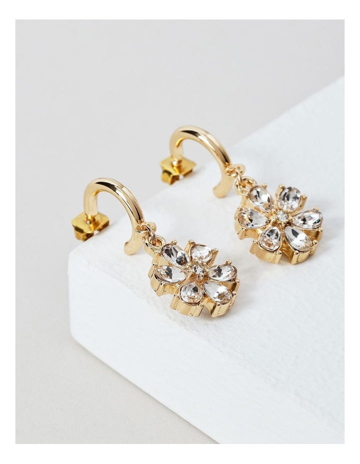 Floral Drop Earrings in Gold