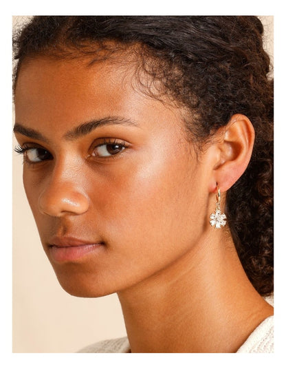Floral Drop Earrings in Gold