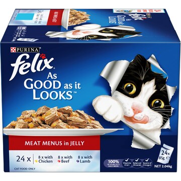Felix Meat Menus in Jelly Wet Cat Food 85g x 24 pack