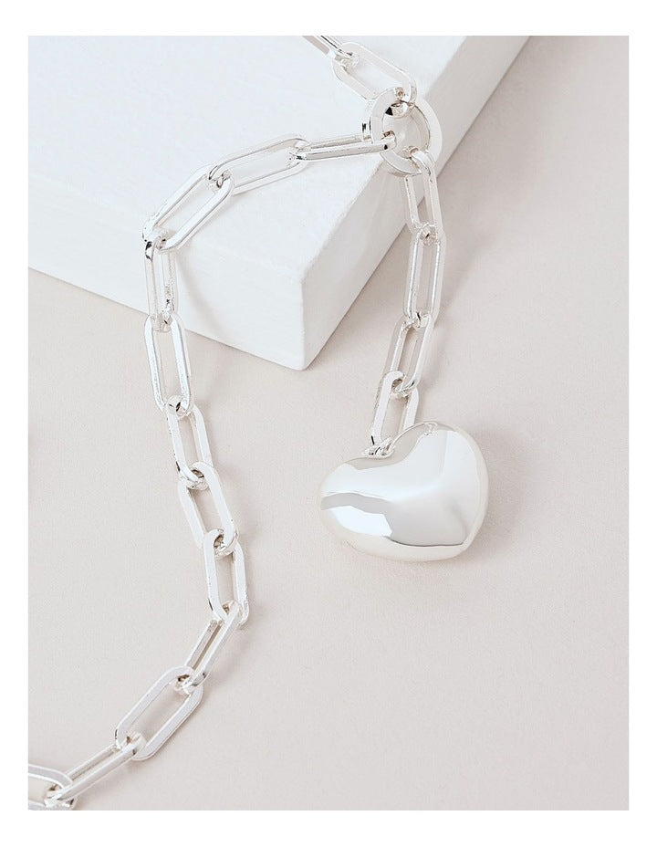Heart Drop Chain in Silver