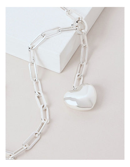 Heart Drop Chain in Silver