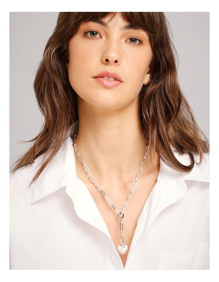 Heart Drop Chain in Silver