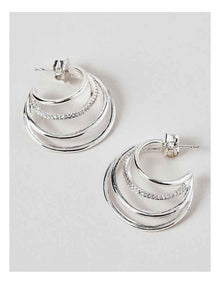 Diamantes Grad Circle Earrings in Silver