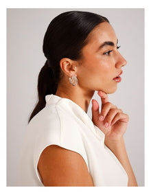 Diamantes Grad Circle Earrings in Silver