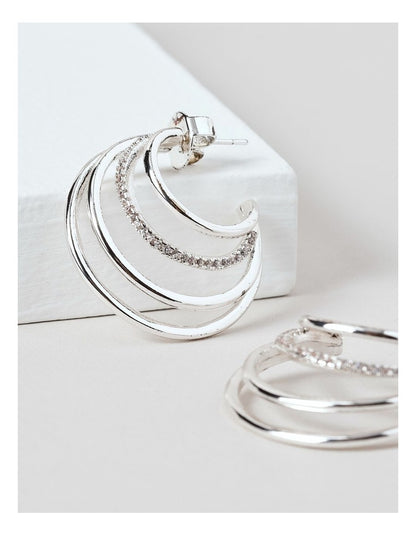 Diamantes Grad Circle Earrings in Silver