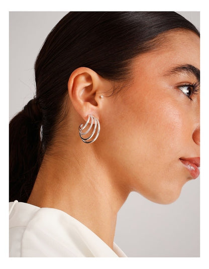 Diamantes Grad Circle Earrings in Silver