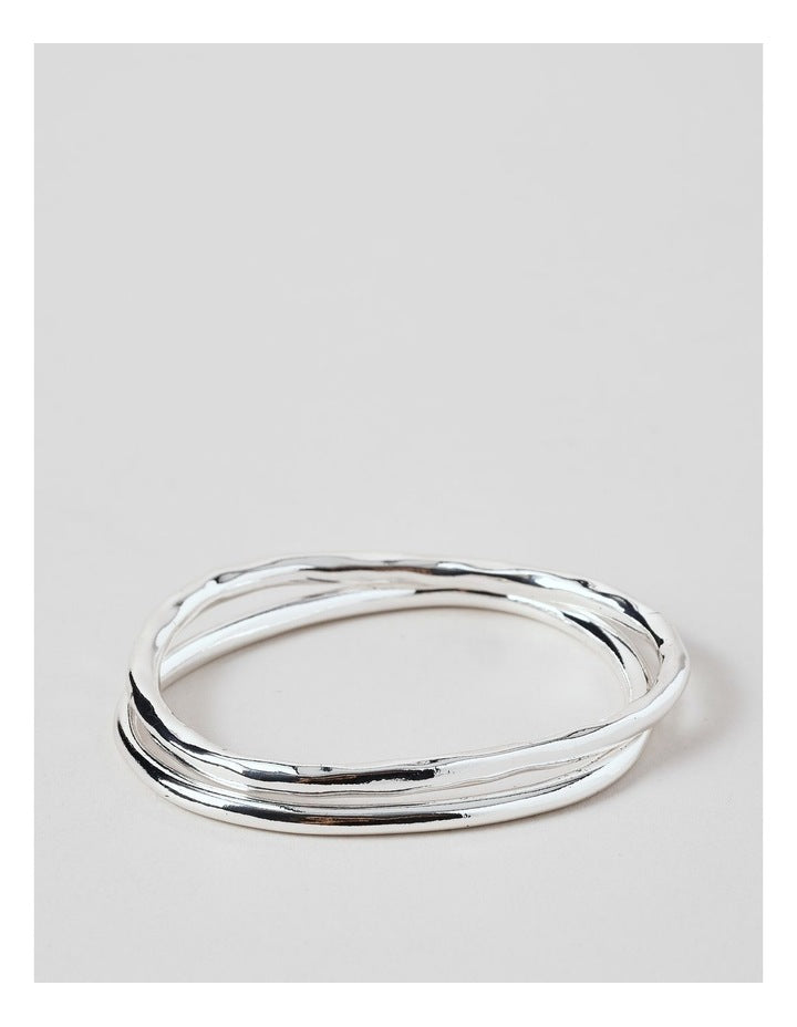 Irregular 2Pk Bangles in Silver