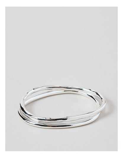 Irregular 2Pk Bangles in Silver