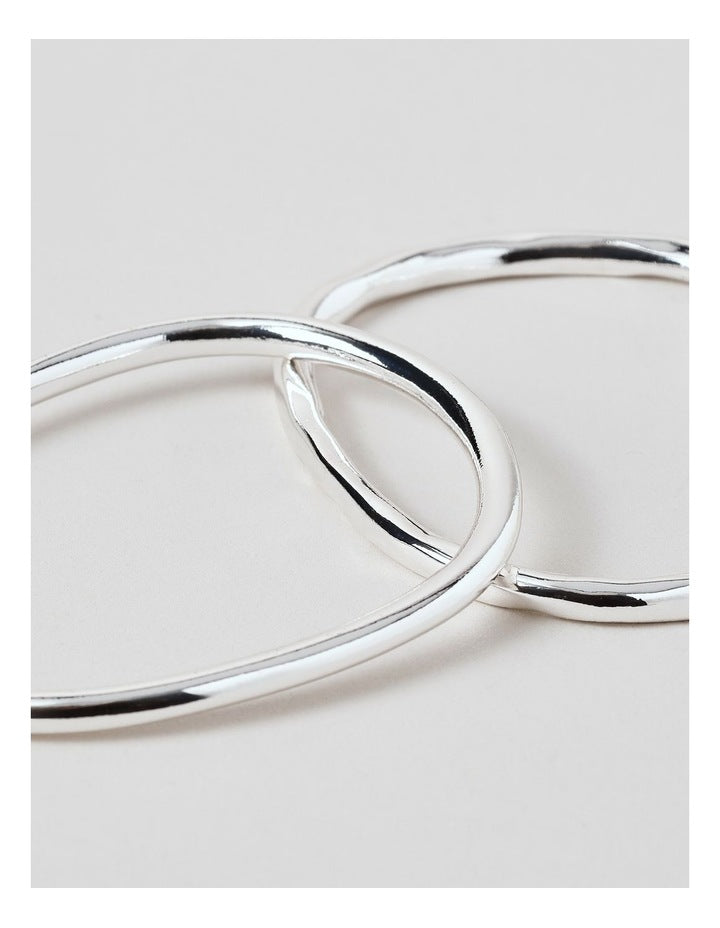 Irregular 2Pk Bangles in Silver