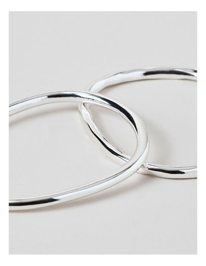 Irregular 2Pk Bangles in Silver