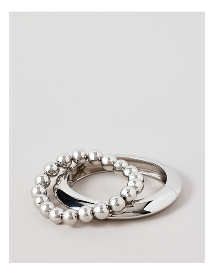 Smooth & Beads 2Pk Bangle in Gunmetal