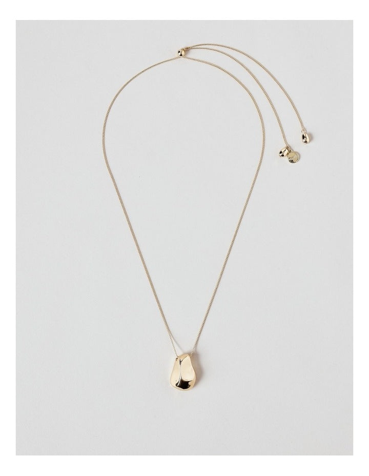 Long Pendant Drop Necklace in Gold