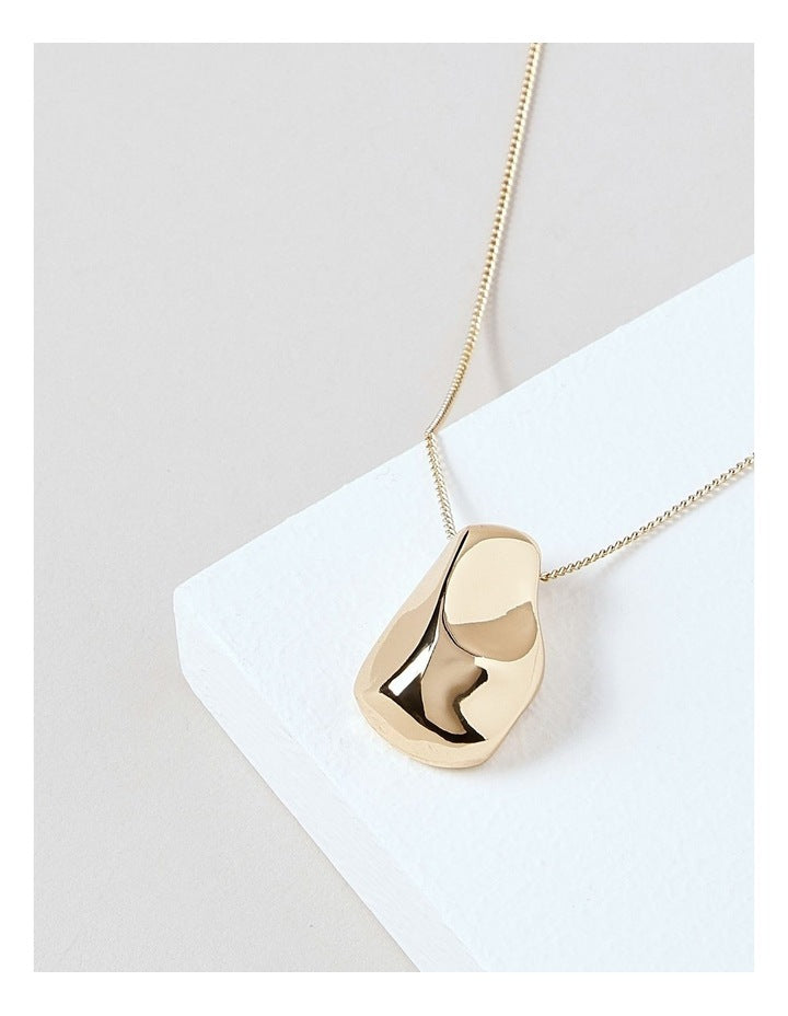 Long Pendant Drop Necklace in Gold